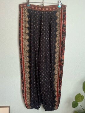 Farm Rio Anthropologie Boho Printed Pants Petite Large Wide Leg Balloon Festival